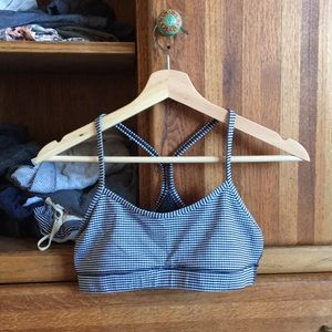 Blue & white Power Y sports bra